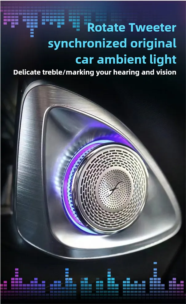 

Auto Rotation Tweeter for Mercedes-Benz C-class W205 W222 W213 X253 Car 4D LED Rotating Tweeter Speakers 64-color Ambient Light