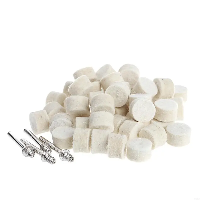 T8UC 50 pezzi da 13 mm in lana in feltro lucidatura della ruota lucidatura + 4pcs da 3,15 mm gambo