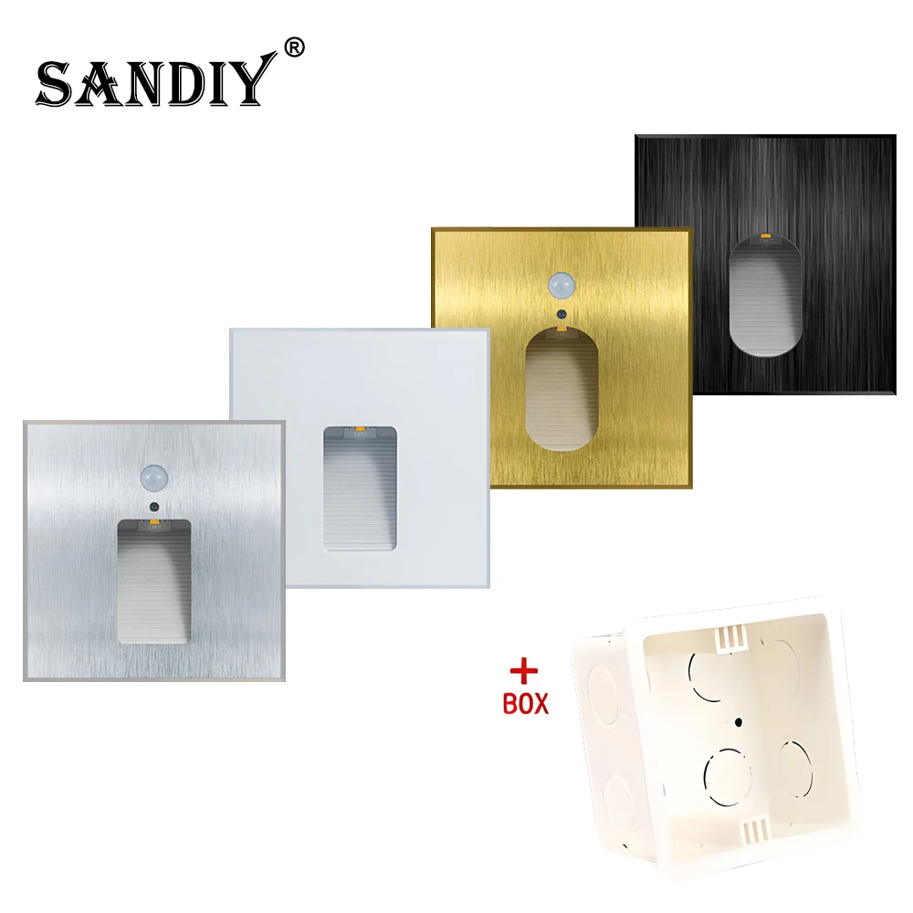 SANDIY Wall Sconce Lamp Motion Sensor Stair Light Led Nightlight for Bathroom Kitchen Ladder Interior Lighting Fixture Aluminum