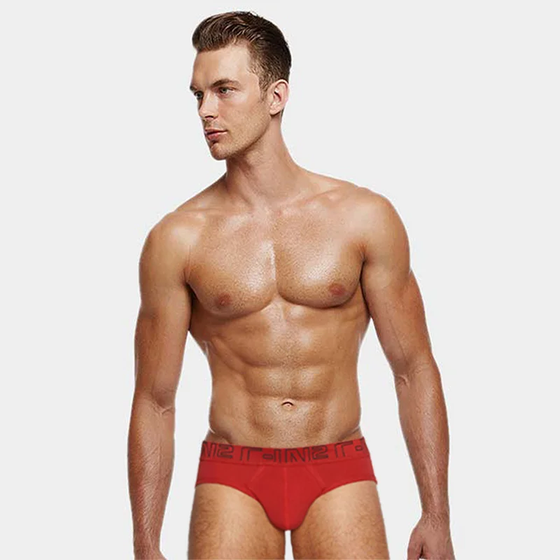 CIN2 Men's briefs Solid color Ribbed Cotton Panties Low waist buttock Lifting body shaping comfortable breathable underpants