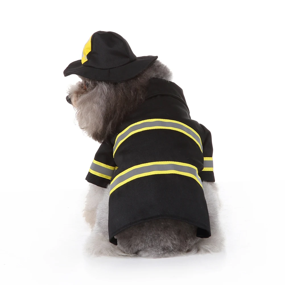 

1Set Pet Dog Clothes Firefighter Costume Black Size S Perfect Party Outfit Transformed Coat for Pet Cat Puppy Transformed Coat