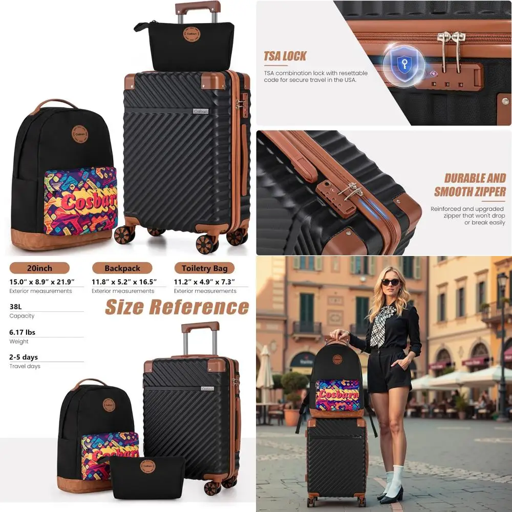 Equipaje de mano 22x14x9 aprobado por aerolínea, maletas de mano duras de 20 pulgadas con ruedas, carcasa dura ABS ligera