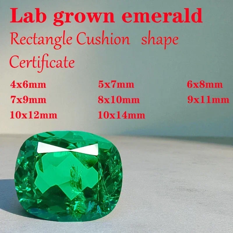 

Rectangle Cushion Shape Lab Grown Columbia Emerald DIY Chamrs Ring Necklace Earrings Main Materials with Certificate Wholesale