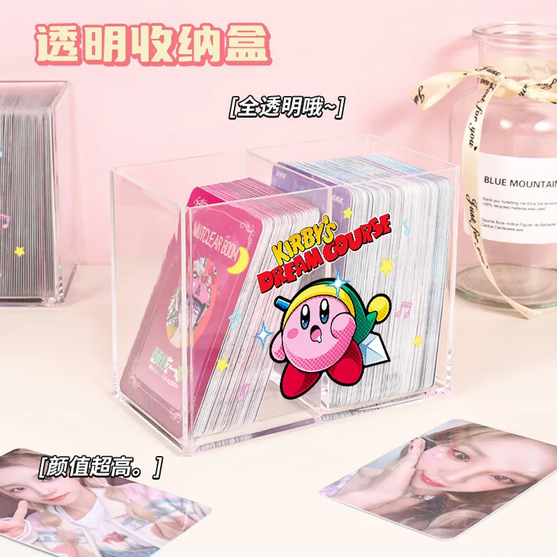 Kirby Acrylic Storage Box Desktop Cosmetics Transparent Double Compartment Ornament Containers Organizer Box Student Pen Holder