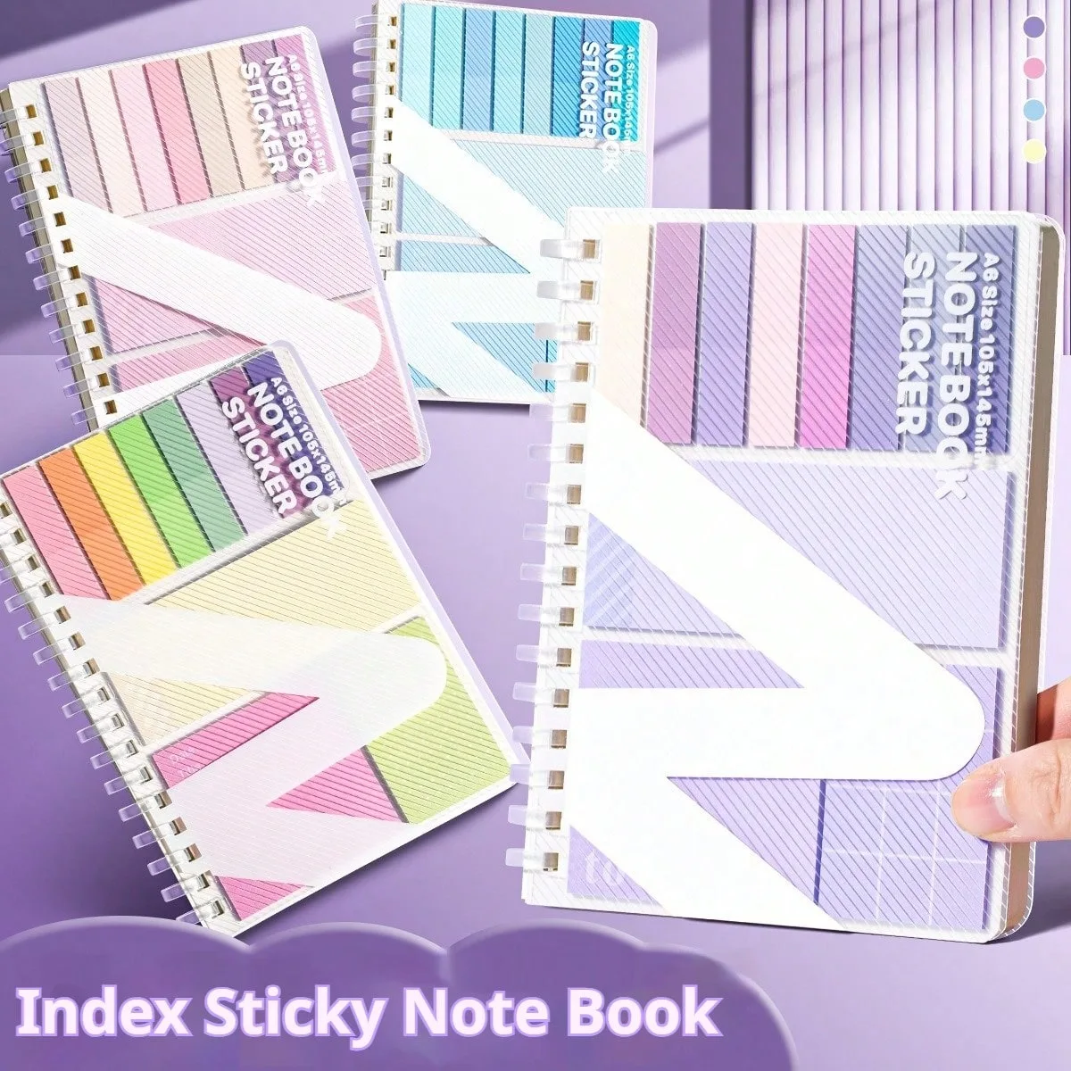 Multi-Use Sticky Notes Combo: Aesthetic Soft Coil Notebook with Refillable Ruled Pages, Index Tabs, Adhesive Notes - Ins Trend
