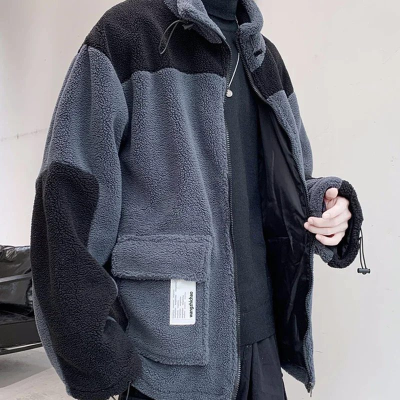 Medium-long Style Parkas Men Black-gray Patchwork Zipper Fashion Ulzzang Daily Ins All-match Warm Winter New Teens Simple Casual