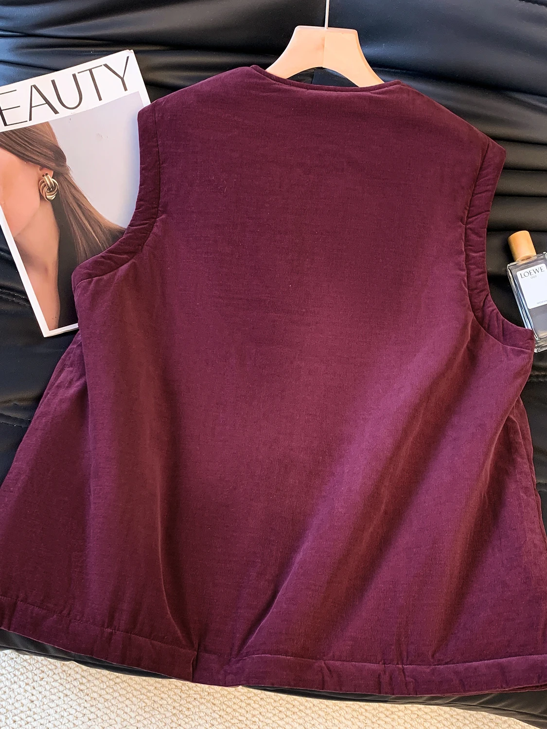 Colete artístico de algodão roxo Ume veludo fino Thiened inverno novo Sle feminino Faionable Commute Sle redondo Ne Single...