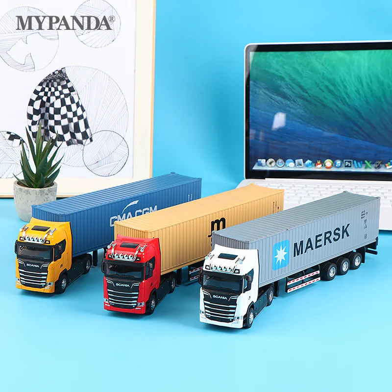 1:36 Diecast Alloy Truck Head Model Toy Container Truck Pull Back With Light Engineering Transport Vehicle Boy Toys For Children