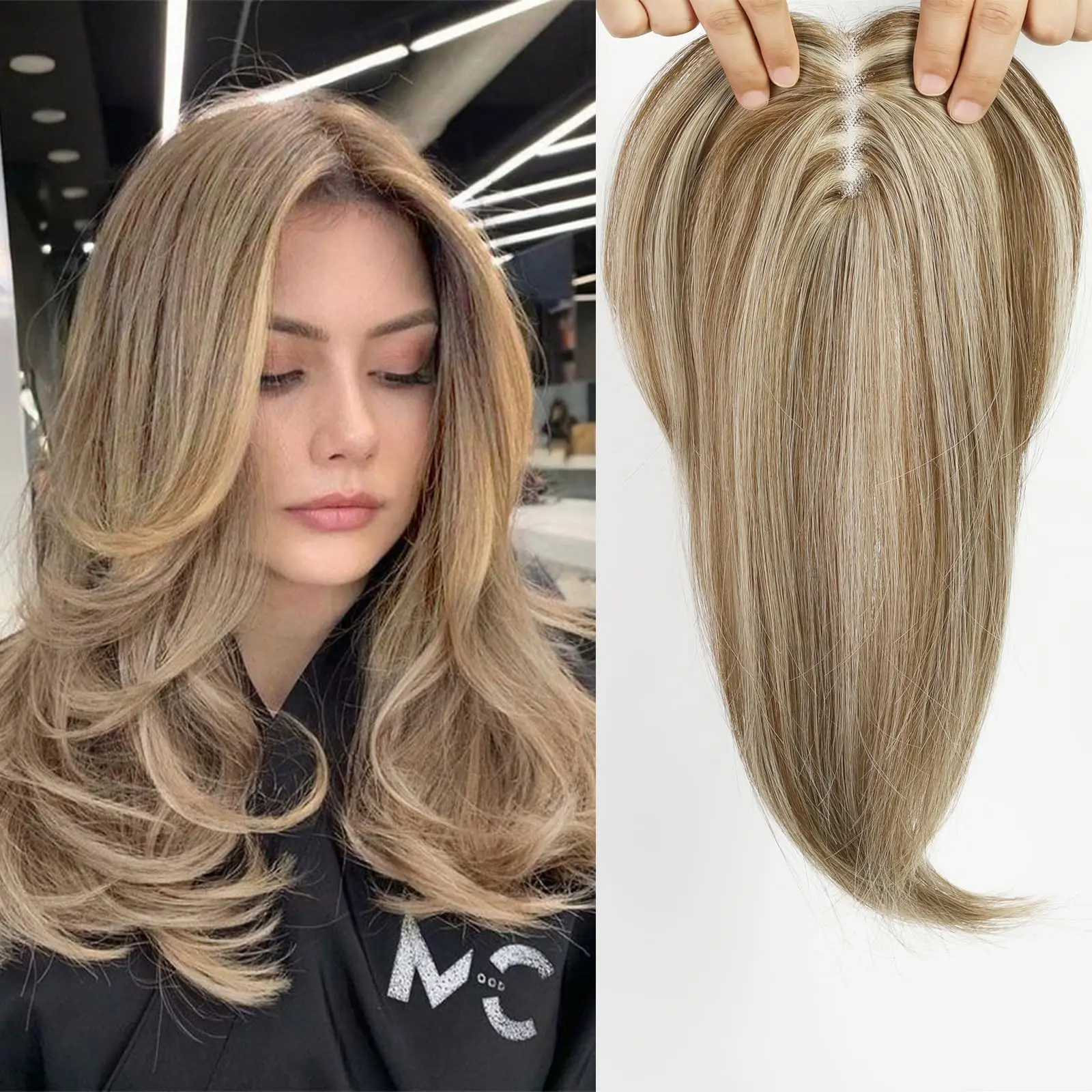 女性用マシンウェフト人毛ヘアピース-100-モンゴル産ストレートヘアピース-薄毛用-密度90