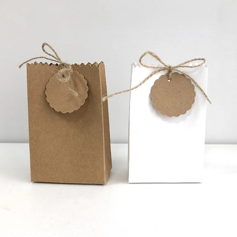 

50Pcs Retro European Kraft Paper Box Party DIY Candy Cookie Bag Wedding Gift Box Gift Shower Decorative Packaging Bag