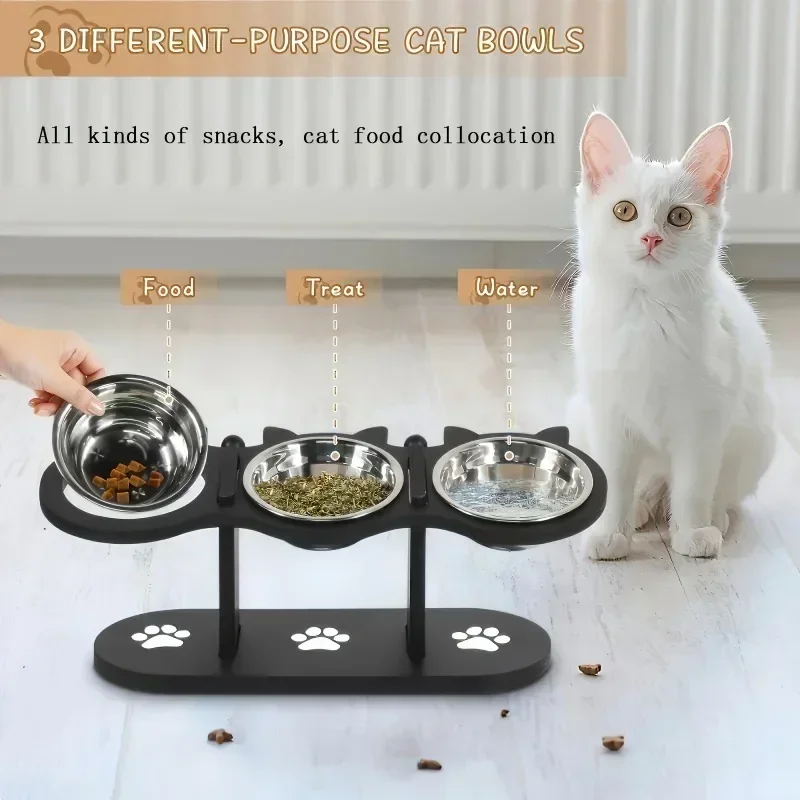 

Elevated Cat Feeder,Stainless Steel Pet Food Bowls,Easy Assembly & Portable, Detachable for Cleaning,Essential for Multiple Cats