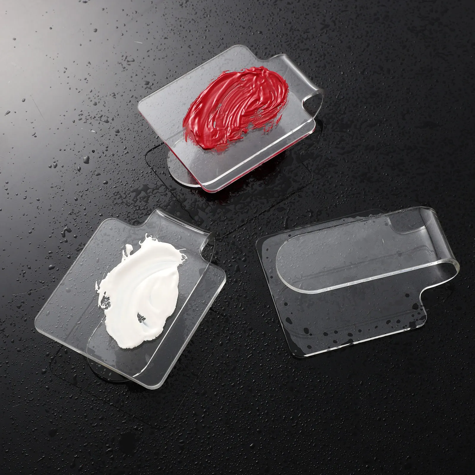 

3Pcs Acrylic Makeup Palettes Clear Handheld Mixing Tray for Cosmetics Nail Art Cream Concealers Foundations Mixing