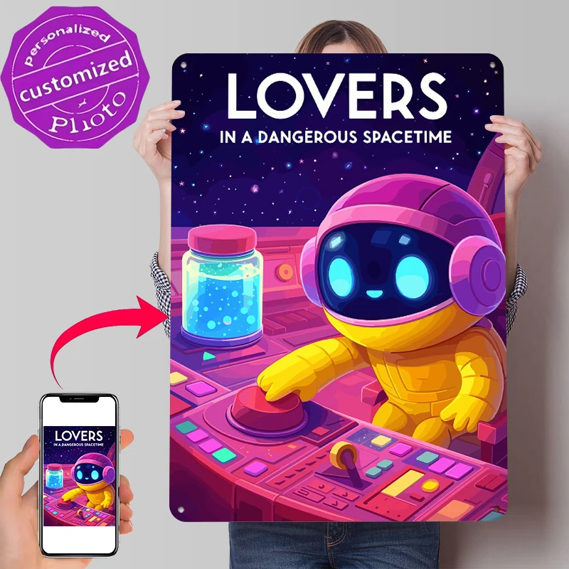 Lovers in a Dangerous Spacetime Game Art Metal Poster Customized Wall Art Retro Vintage Metal Signs for Man Cave Room Decoration