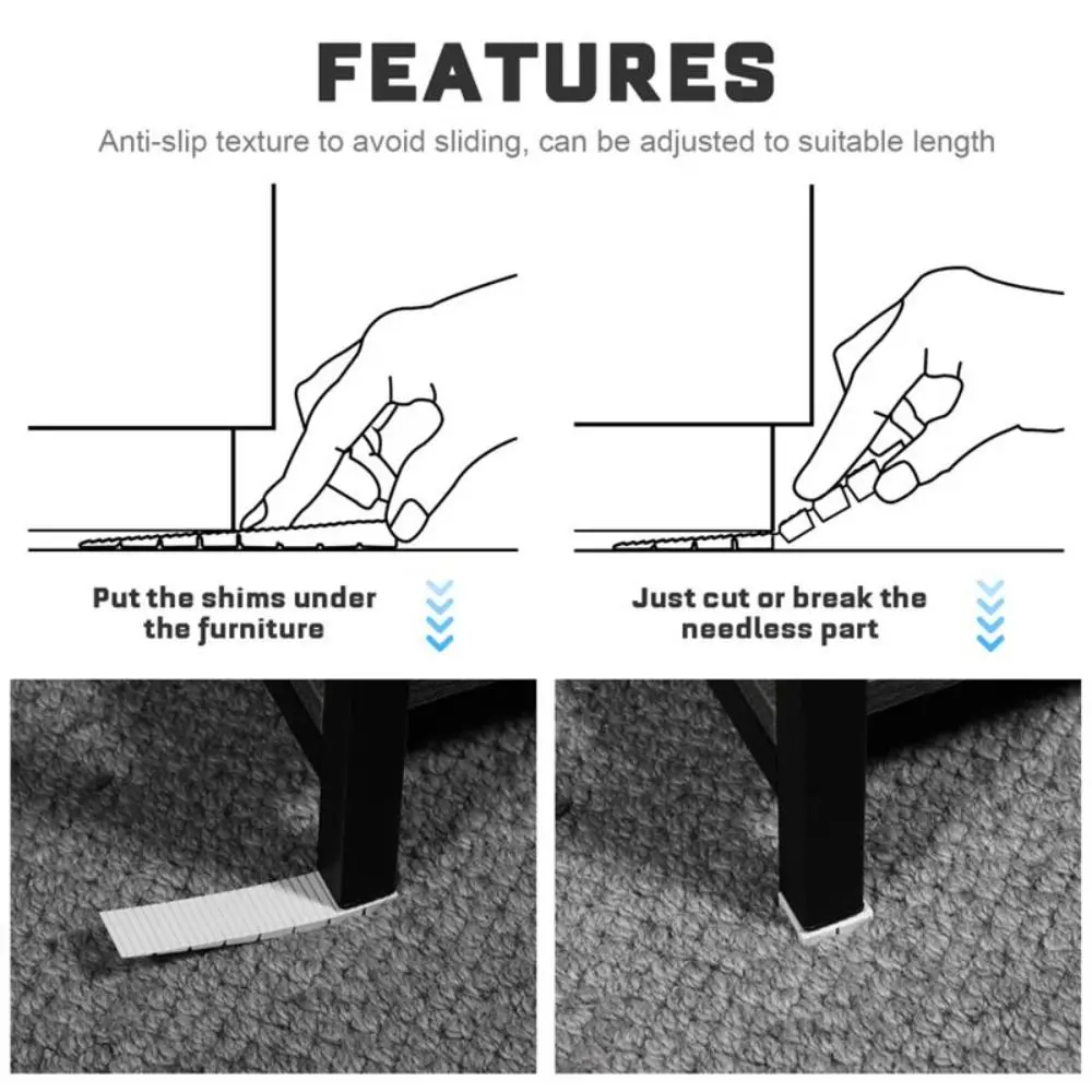 Cuñas de altura de nivelación de silla de mesa ajustables, junta de muebles de pie de equilibrio de plástico, almohadilla de equilibrio de absorción de impacto portátil