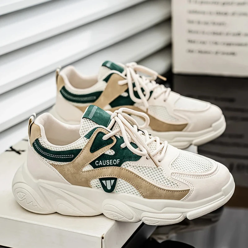 

Модные мужские кроссовки для активного отдыха, нескользящие, дышащие, с сетчатым верхом, увеличивающие рост, на шнуровке, повседневные, Zapatillas Hombre