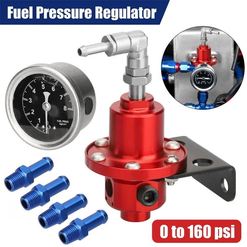 

Adjustable Fuel Pressure Regulator Car Accessories Vehicle Refitting Fuel Supercharger Aluminum Universal With Gauge Kit