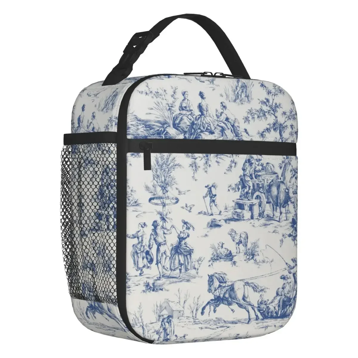 Toile De Jouy fiambrera reutilizable con motivos franceses, a prueba De fugas, motivos florales, bolsa térmica aislante para alimentos, bolsa De almuerzo para estudiantes escolares