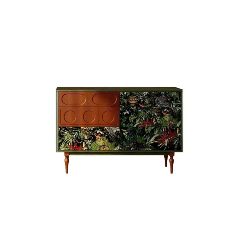 

French solid wood retro living room chest designer medieval side cabinet storage locker Internet celebrity locker