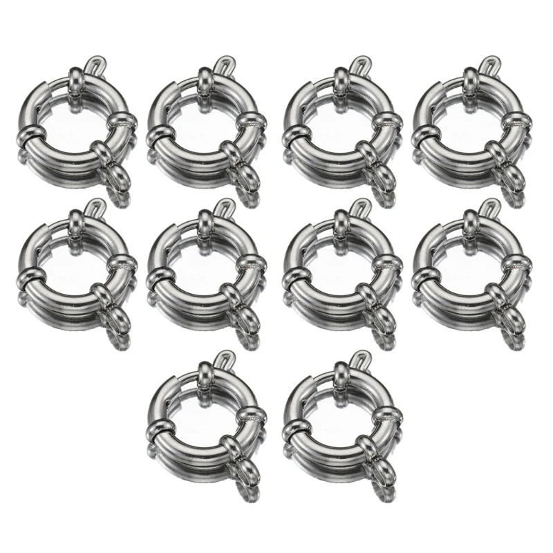 Stainless Steel Necklace Round Clasp Jewelry Connector Handy Spring Clasps Hooks