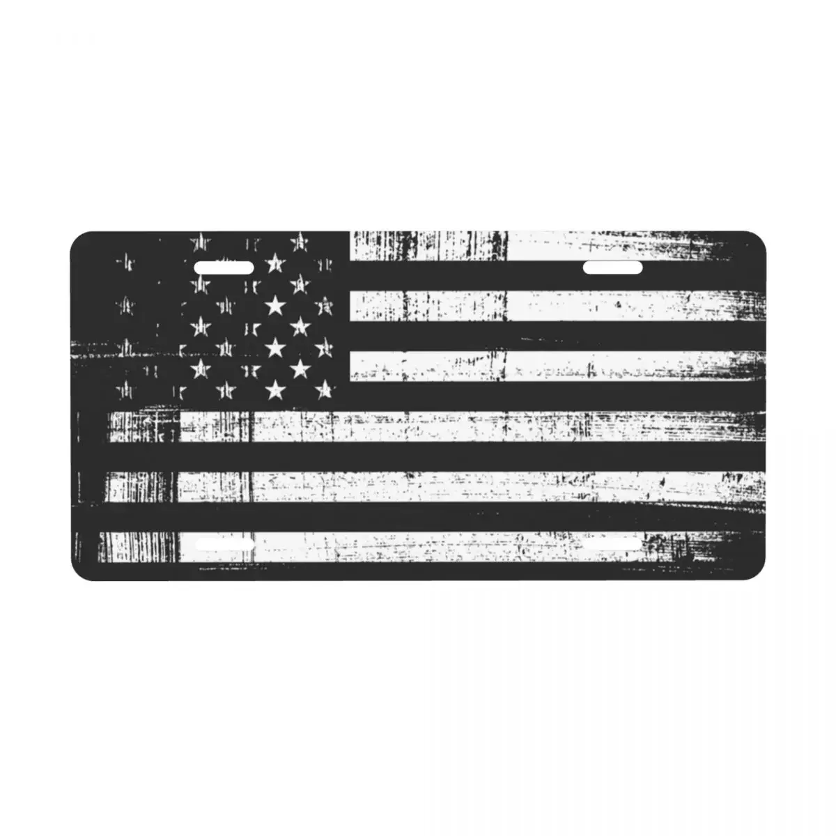 US Flag Black And White License Plate American Flag Decorative Car Front License Plate Cover Aluminum Vanity Tag 12 X 6 Inch