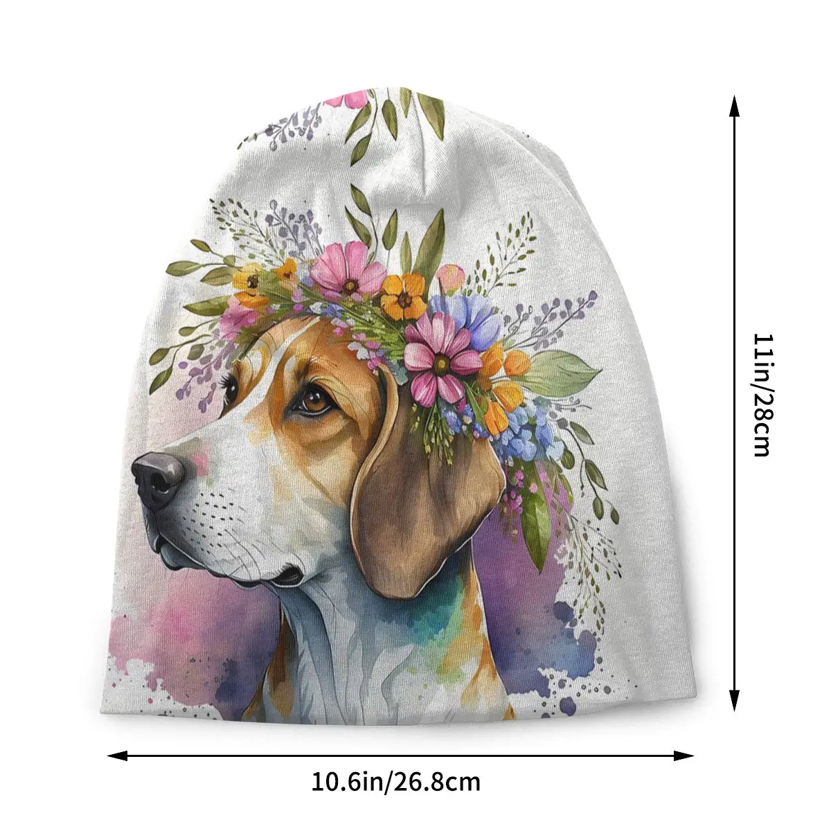 Beagle Dog Thin Skullies Beanies Caps Floral Crown Art Hat Sport Sports Bonnet Hats for Men Women