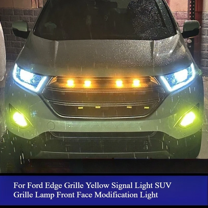 

Для Ford Edge светодиодный передний фонарь на решетке дневных ходовых огней желтый маленький сигнальный фонарь модификация для пикапа Offroad 12 В