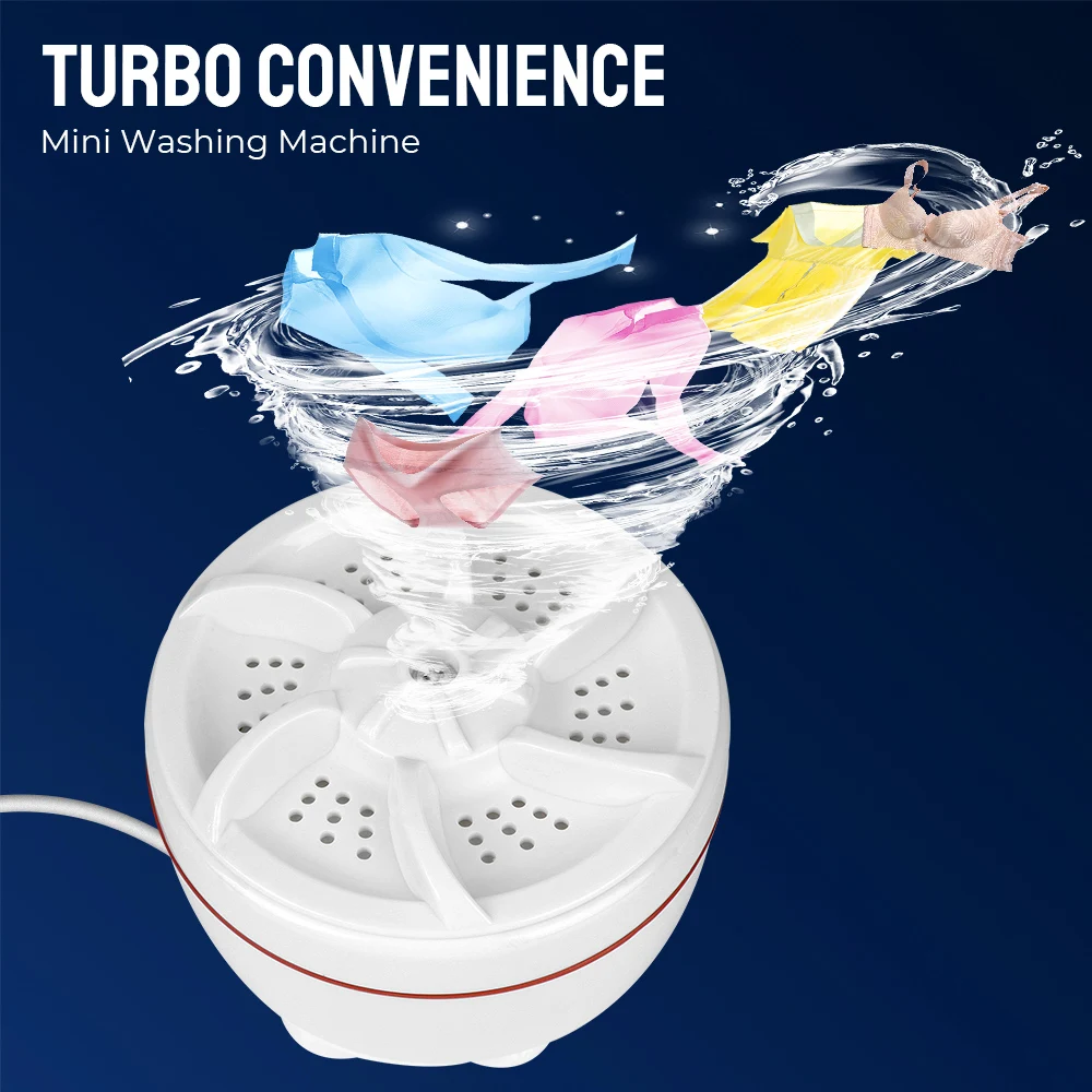 Portable for Travel Home Business Trip USB Wash Dishes Rotating Turbine Multifunction Mini Ultrasonic Washer Duster Cloth