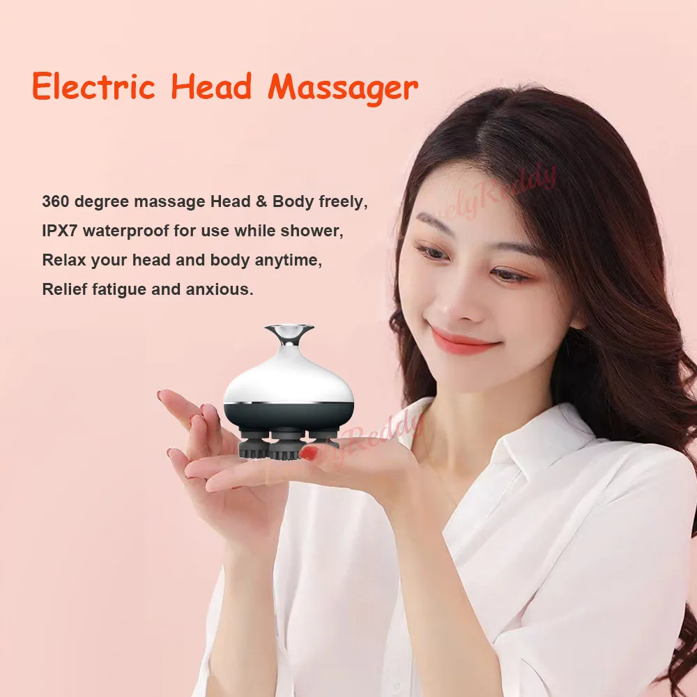 

Electric 3D Head Massager Waterproof Scalp Kneading Massage Hair Healthy Anti Stress Body Muscle Relaxing Device