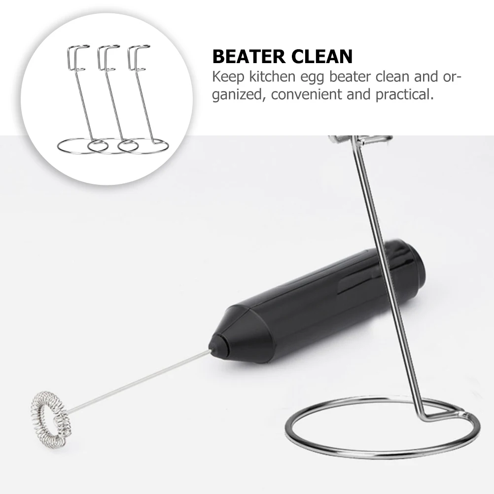 

3pcs Stainless Steel Egg Beater Rack Milk Frother St Egg Mixer Rest Kitchen Gadget Holder Practical Function Long Use