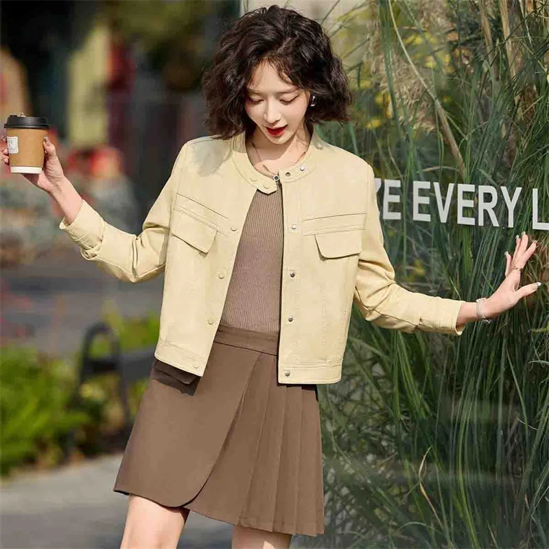Fashion PU Leather Jacket Ladies 2025Spring Autumn New Motorcycle Coat High Quality Korean Overwear Temperament  Women's Outcoat