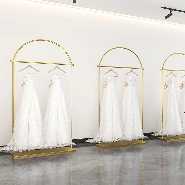 Custom wedding dress and clothing rack, gold all-metal stainless steel display rack, thickened wedding dress rack