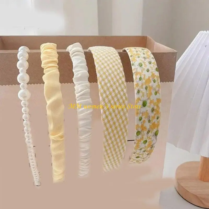 

Q39C 5 шт. стильные повязки для волос с жемчугом, набор регулируемых удобных головных уборов для ежедневного укладки