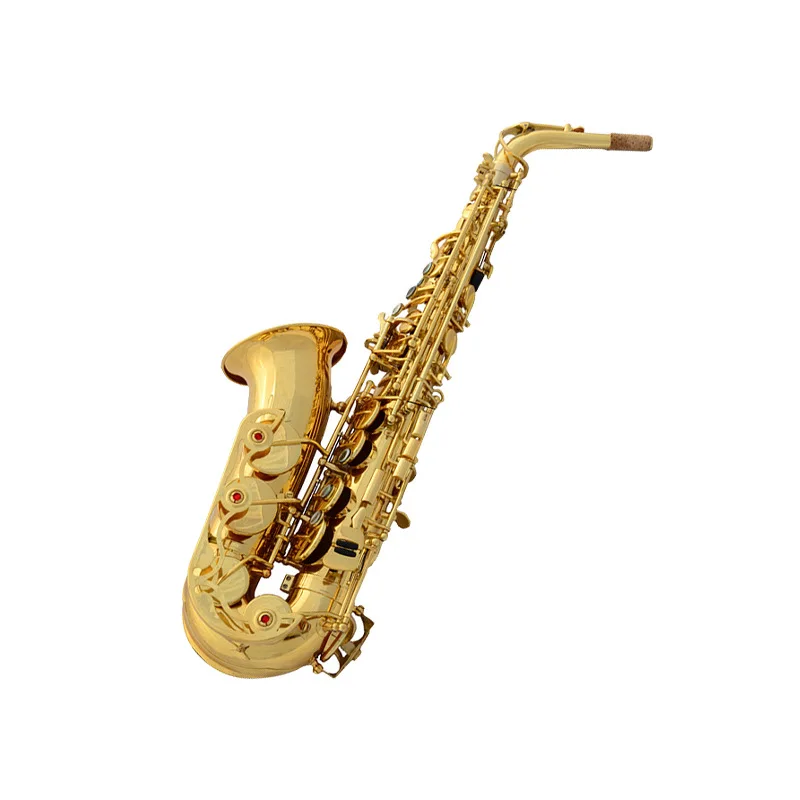 Senior professional alto E-flat electrophoretic gold one-piece large guard saxophone