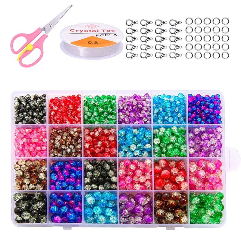 24 glass inner broken bead combination set handmade jewelry beading material burst beads loose beads