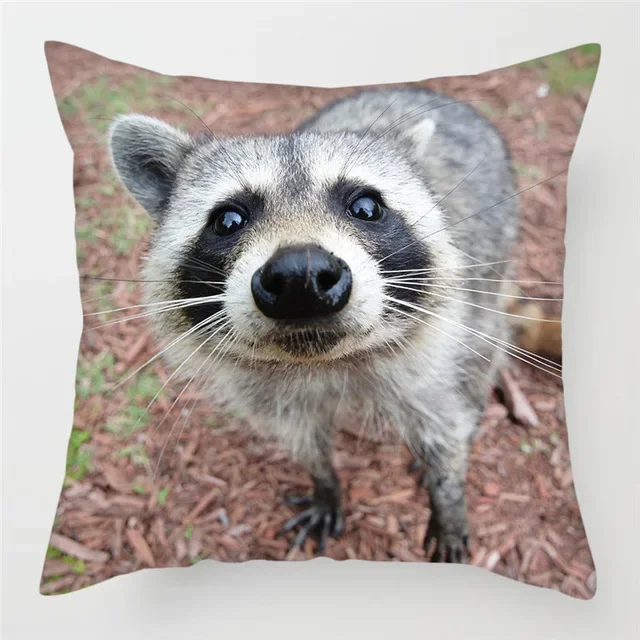 Cute Animals Pillowcase Raccoon Wildlife Printed Pillowcase for Home Bed Chair Decorative Pillows Covers Hotel Decoration   ...