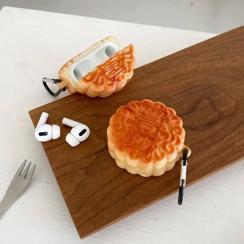 حافظة كعكة القمر الكرتونية لسماعات Pods حافظة للتخزين حافظة حماية لسماعات الأذن ملحقات سماعات الرأس