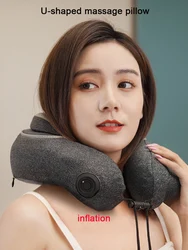 Travel Inflatable Neck Pillow U-shaped Cervical Neck Massager Shiatsu Kneading Neck Brace Support Portable Break Sleep Pillow