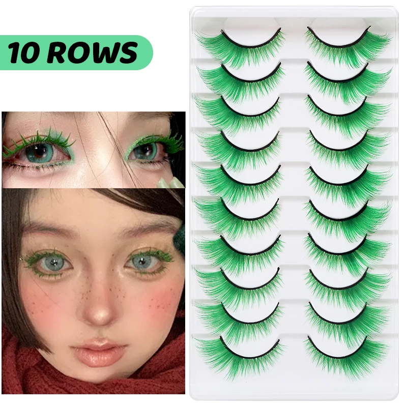 DINGSEN 1/5/10 Paar Bunte Flauschige Streifen-Wimpern Natürliche Weiche Wimpern Wispy Falsche Wimpern 3D Lockige Wimpern für Make-up – Detail 5