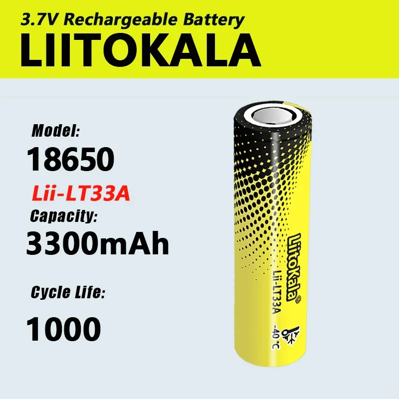 1-40pcs LiitoKala Lii-LT33A 18650 3300mAh 18650 Battery 3.3A Power 1C Discharge Ternary Lithium Batteries DIY Electric Bicycle