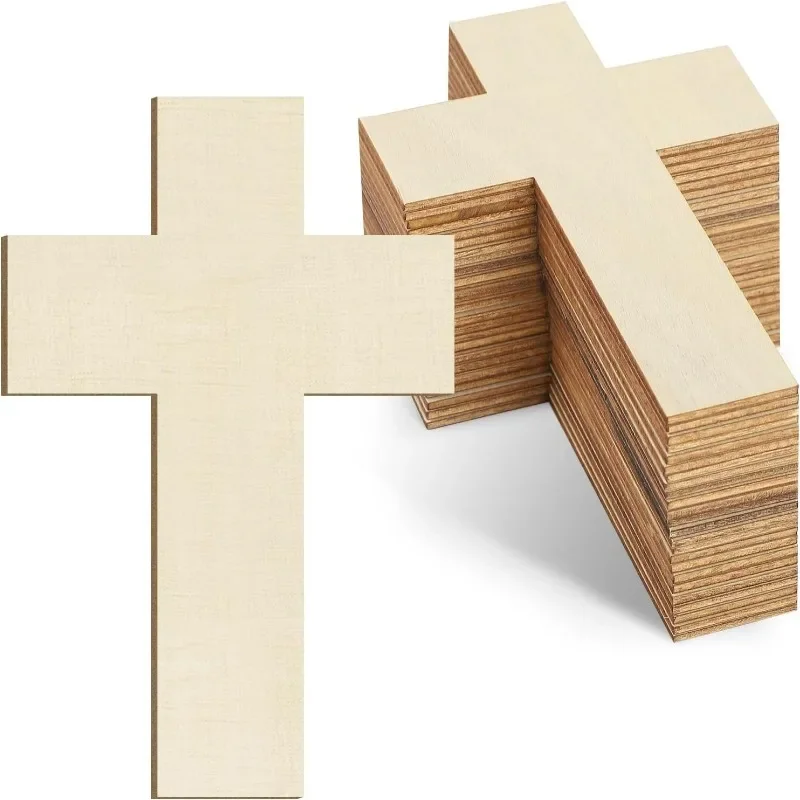 

10pcs Wooden Cross Ornaments To Paint Easter Spring Decoration Cross Cutouts Unfinished for Home Crafts Hanging