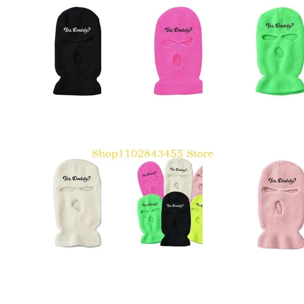 49mc-Unico-pasamontanas-punto-con-letras-3-agujeros-mascara-sombrero-para-invierno-esqui-ciclismo-proteccion