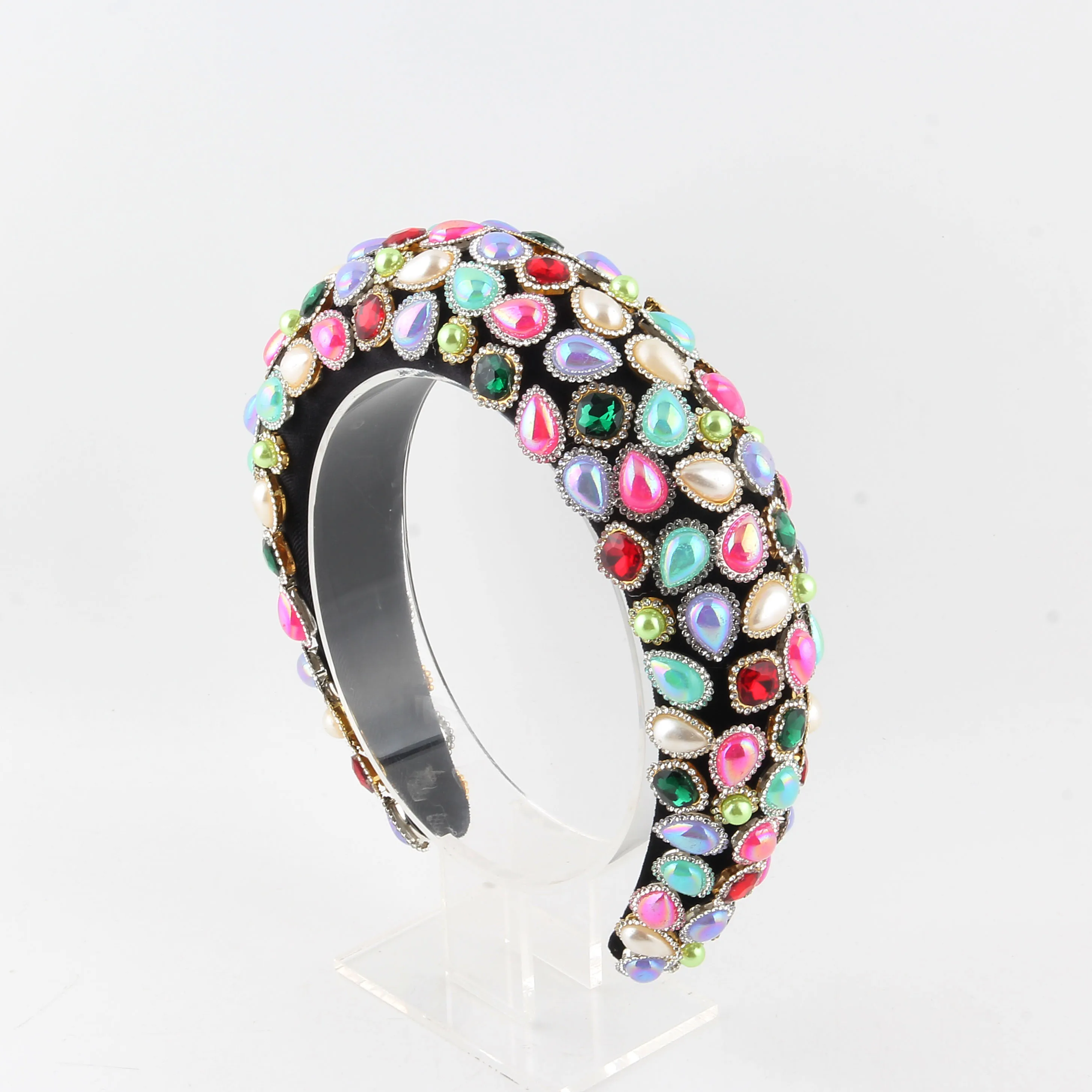 European And American Style Full Crystal Hair Clips Wide-Edge Hair Accessories Sponge Rhinestones Baroque Hair Bands 449