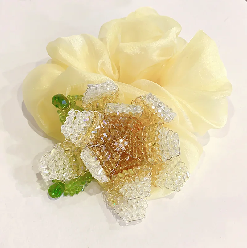 New Mesh Hair Ring Handmade Beaded Crystal Flowers Hand Bands Chinese Style Hair Ties