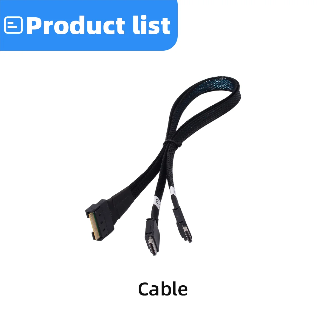 SlimSAS SFF-8654 8i to SFF-8611 cable 1 to 2 MCIO x8  PCIe 4.0 X8 /x4+x4 Gen4 SFF-8639 SFF-8654 Supports split OCuLink U2