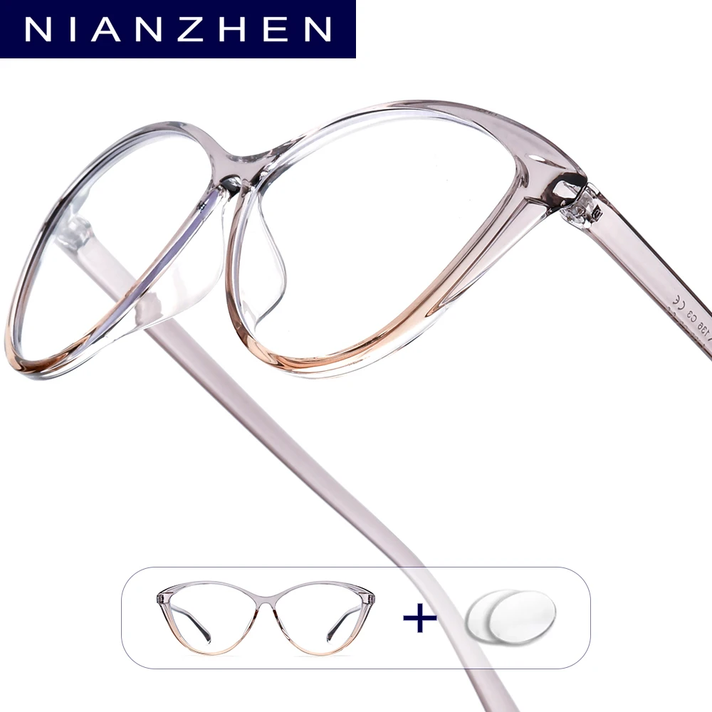 NIANZHEN Progressive Prescription Glasses Men Photochromic Myopia Optical Lens Eyewear Women Cat Eye Eyeglasses TR90 Frame 7212