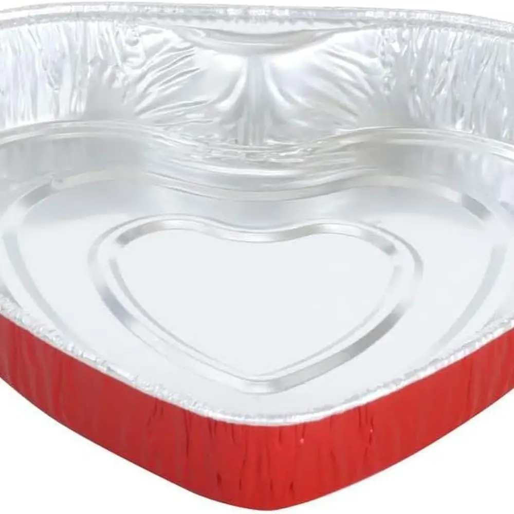 

8 Heart-Shaped Disposable Aluminum Cake Pans - Foil Baking Tins for Valentine's Day & Special Events