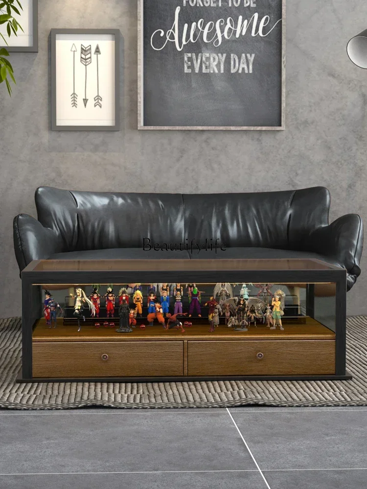 1z. Vetrina moderna per tavolino da caffè in vetro creativo multifunzionale per la casa di piccoli appartamenti