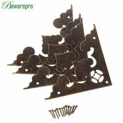 4Pcs 58mm Antique Corner Brackets Jewelry Gift Box Wooden Case Table Feet Leg Book Corner Decorative Protector Cover with Screws
