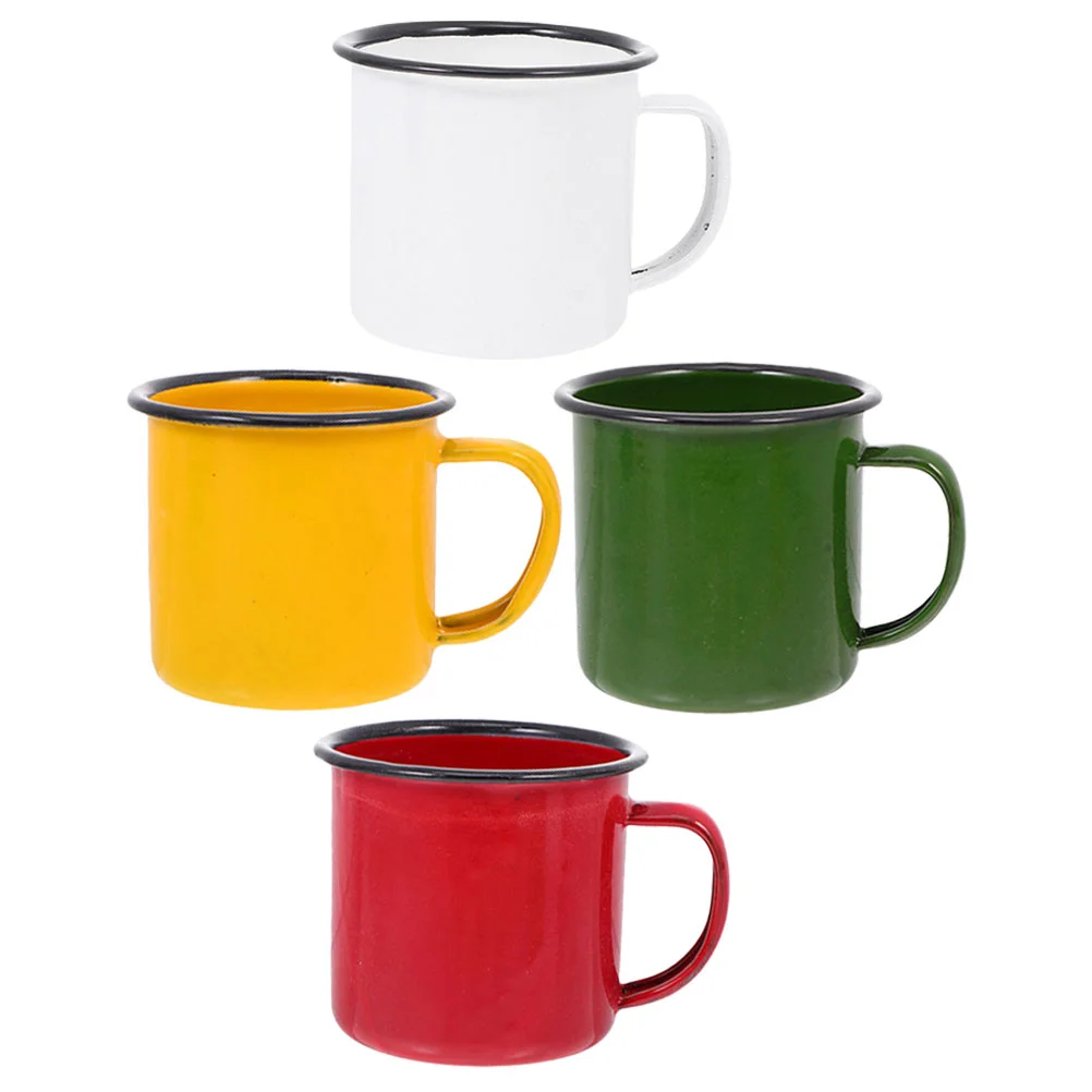 4 Pcs Retro Enamel Mug Water Cup Coffee Latte Drinking Mugs Old Style Tea Office