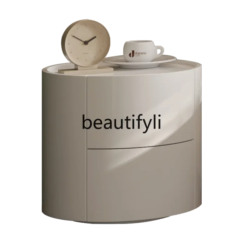 

Прикроватная тумбочка E182 в современном стиле, бежевая, из массива итальянского дерева, легкий роскошный французский шкафчик для спальни, тумба для хранения.